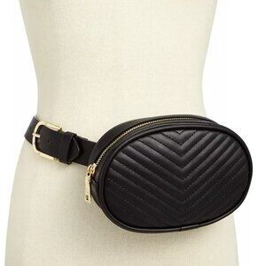Steve Madden Black Chevron Quilted Belted Fanny Pack SZ XL